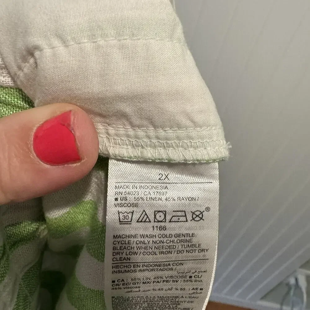 Old Navy Striped Linen Shorts Green White Pull On Plus Size 2X - Picture 6 of 6